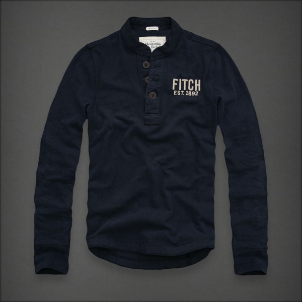 Abercrombie Fitch Hombres Ponte de pie de cuello Largo Remera AF6207
